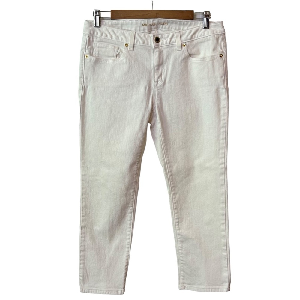 Michael Kors Cropped Stretch White Casual Jeans Denim‎ SZ 8 Coastal Beach